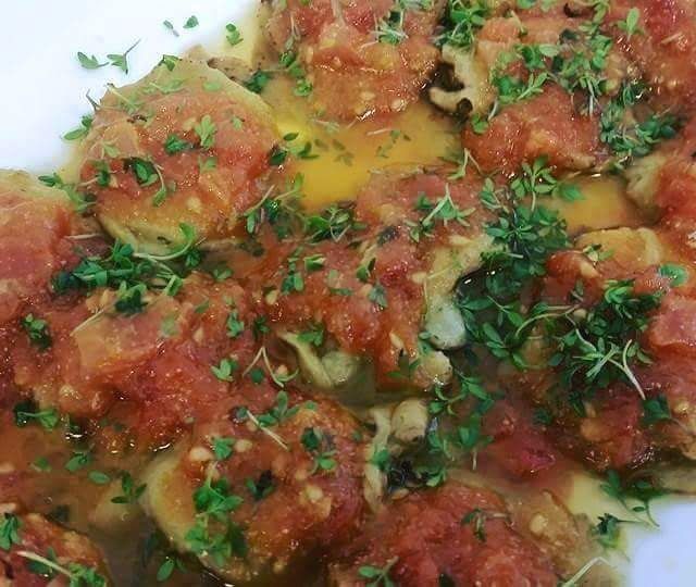Zucchini Carpaccio in Tomaten - Kresse Marinade 